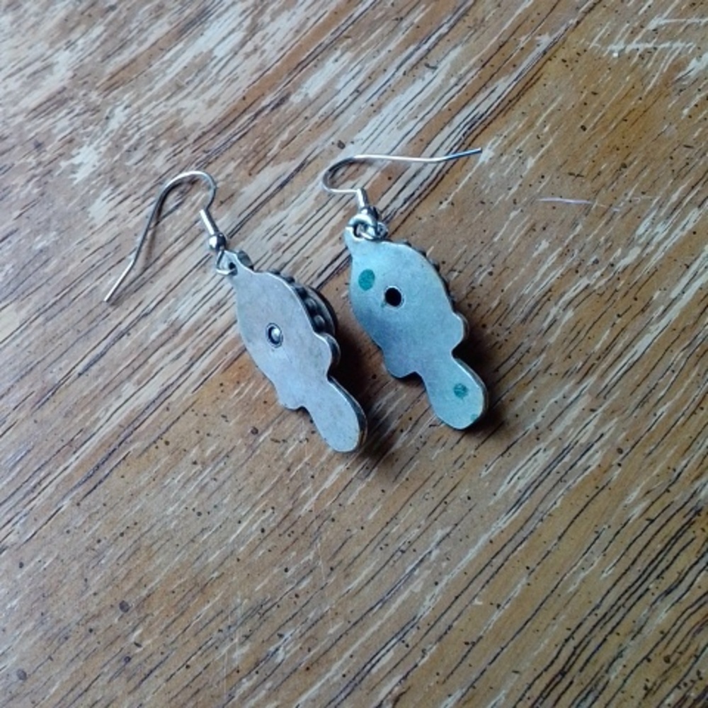 🍀Pair of Black Obsidian in Filigree Dangle Earrings - Picture 3 of 4